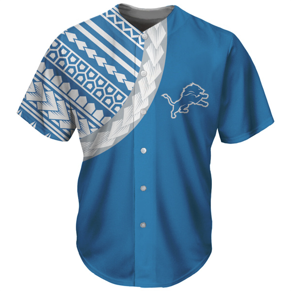 Men's Detroit Lions Blue Baseball Jersey Men's Detroit Lions Blue Baseball Jersey